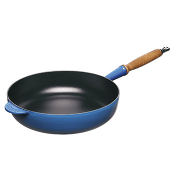 Сотейник чугунный 28 см с деревянной ручкой, синий Le Creuset