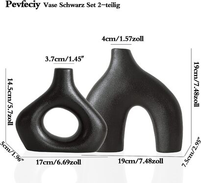 Набор ваз 2 предмета,чёрные Pevfeciy