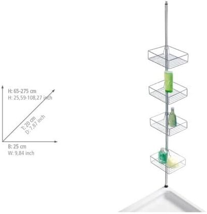 Телескопическая полка 25 x 65-275 x 20 см, глянцевая WENKO Domaso