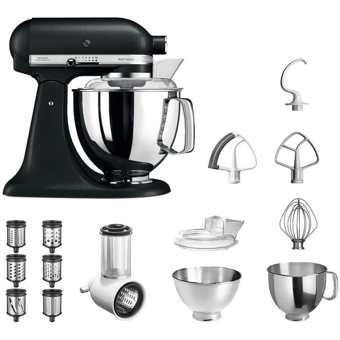 Кухонный комбайн 800 Вт, с набором аксессуаров, черный Artisan 5KSM175PS Veggie S KitchenAid