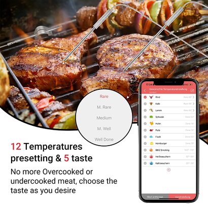 Беспроводной термометр для мяса Inkbird Barbeque IBT-6X с 6 датчиками температуры, 1000 мАч 