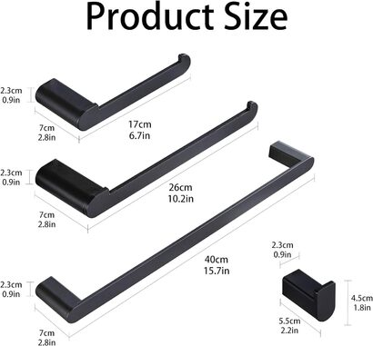 Набор держателей для ванной комнаты 4 предмета, черный Wopeite