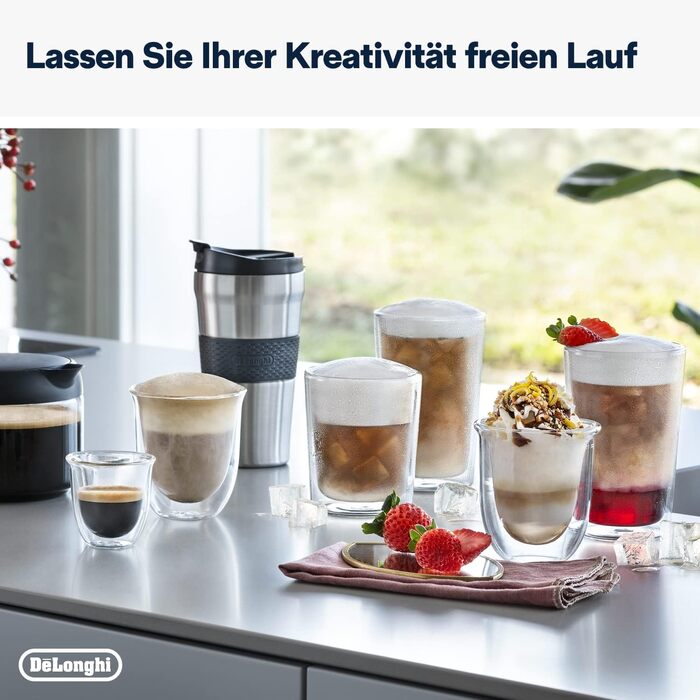 Кофемашина с системой подачи молока LatteCrema на 2 чашки, черная De'Longhi