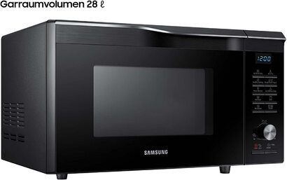 Микроволновая печь Samsung MC2BM6035KK/EC с грилем и горячим воздухом, 900 Вт, 28 Варочная панель, ширина 51,7 см, внутренняя поверхность из керамической мали, устойчивая к царапинам, технология горячего вдувания, чернй