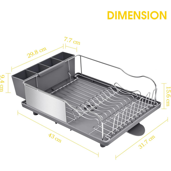 Сушилка для посуды 43 х 31,7 см, серая KINGRACK