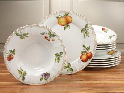 Набор тарелок из фарфора 12 предметов Flora Orchard series CreaTable