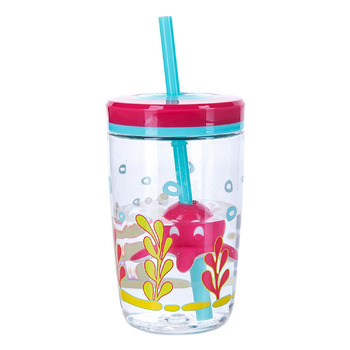 Стакан детский с трубочкой розовый 0,47 л Floating Straw Tumbler Contigo