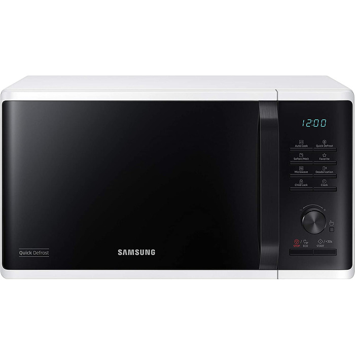 Микроволновая печь Samsung MS2AK3515AW/EC, мощность 800 Вт, Емкость для приготовления пищи 23 , ширина 48,9 см, бстрая разморозка, 29 автоматических программ, Белй одиночнй