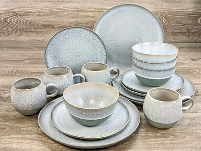 Столовый сервиз из керамогранита на 4 человека 16 предметов, серый Loft Stone Series CreaTable