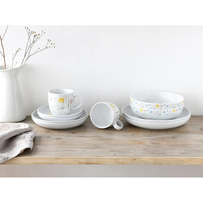 Столовый сервиз фарфоровый на 2 человека 10 предметов Allround Series Meadow Flowers CreaTable