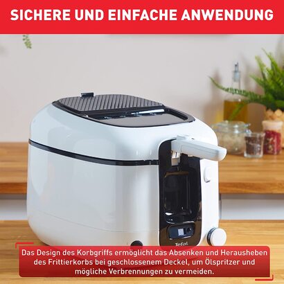 Фритюрница Tefal Super Uno FR3140 включая. Таймер Емкость 2,2 литра Детали, пригодне для мтья в посудомоечной машине Антипригарное покртие Фильтр для запаха Защита от брзг Семнй контейнер Белй/чернй Одиночнй