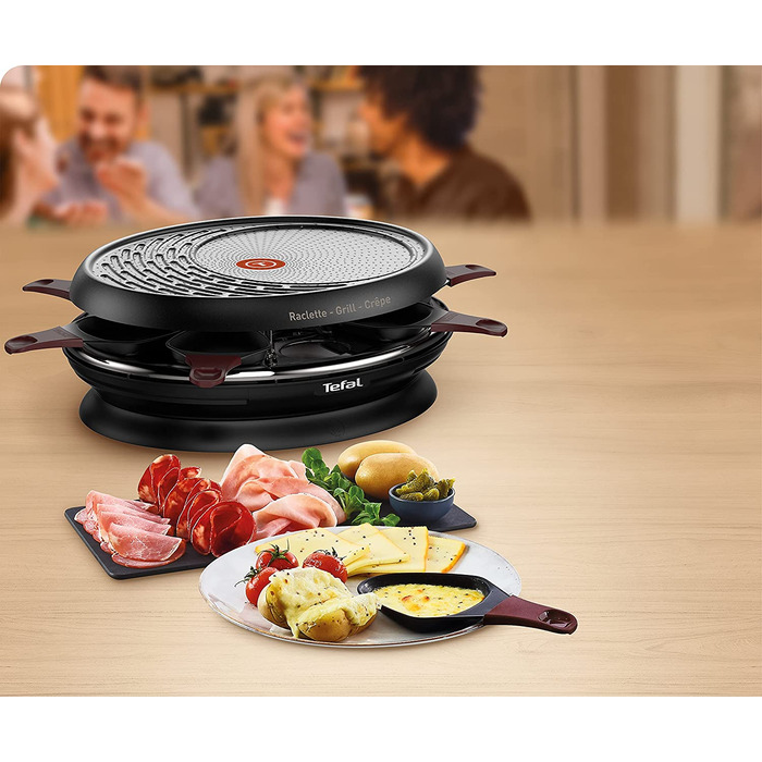 Гриль-раклетница Tefal RE3200 / 1050 Вт / на 8 человек / антипригарное покрытие / черный