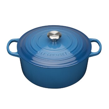 Кастрюля / жаровня с крышкой 24 см, синий марсель Signature Le Creuset