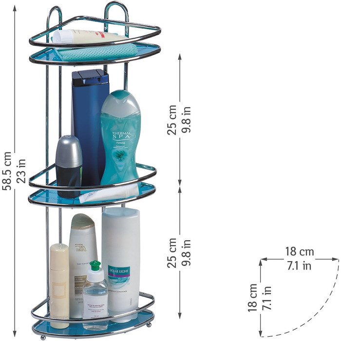 Угловая душевая полка 3 - ярусная 18 x 18 x 58,5 см Tatkraft