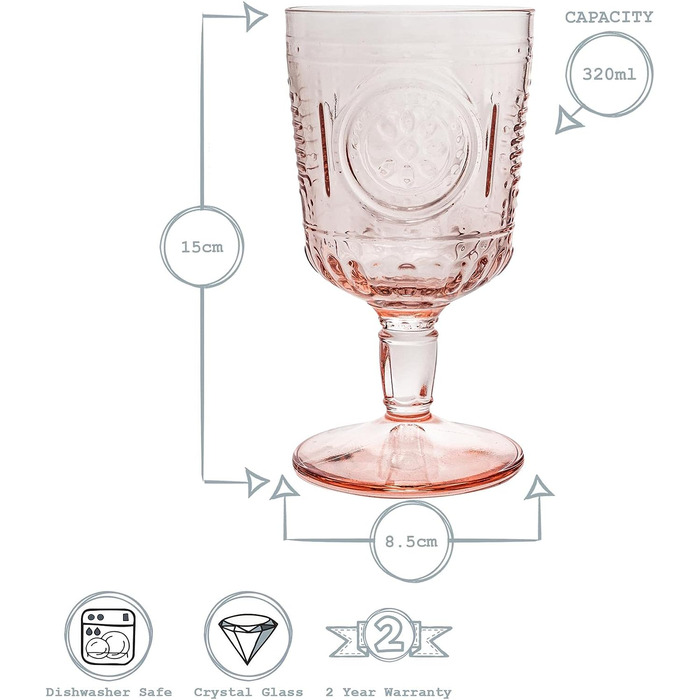 Набор розовых бокалов 320 мл, 8 предметов Bormioli Rocco