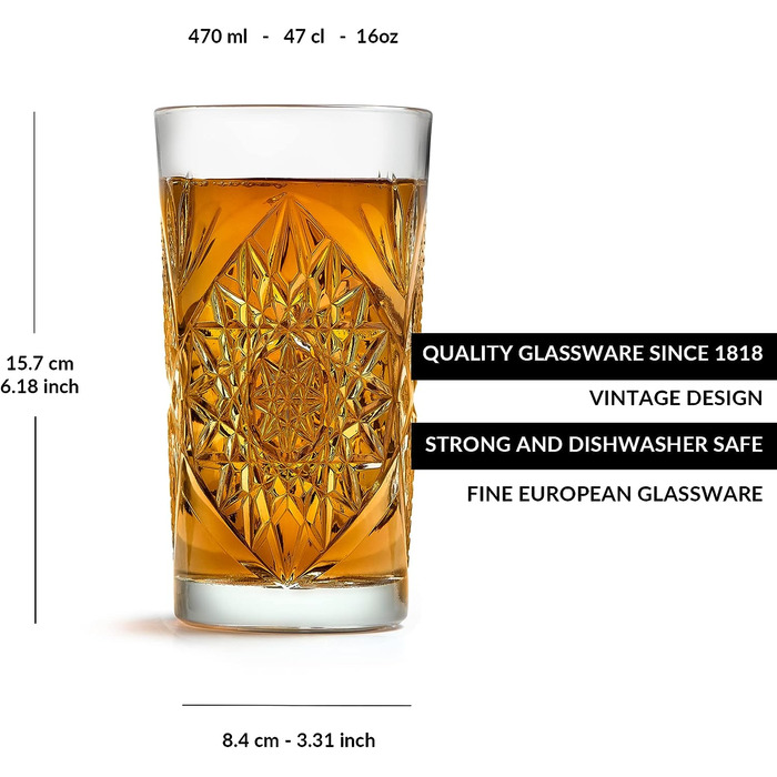 Набор стаканов, 6 предметов 470 мл  Libbey Hobstar
