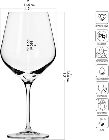 Набор из 6 бокалов для вина 860 мл, коллекция Splendour Krosno 