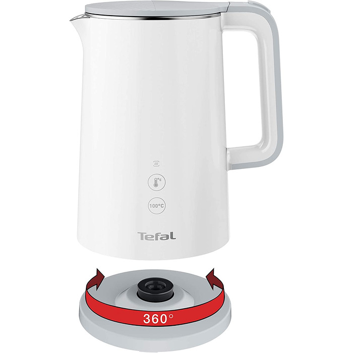 Чайник Tefal KO6931 Sense / емкость 1,5 л цифровой дисплей 5 уровней температур основание на 360 индикатор уровня вод семнй известковй фильтр функция подогрева в течение 30 минут 1800 Вт / белй