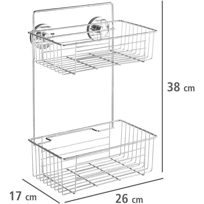 Настенная полка с вакуумным креплением 26 x 38 x 17 см WENKO Vacuum-Loc 2