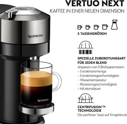 Капсульная кофемашина 1.1 л 1260 Вт, черная Nespresso Vertuo Next XN910C Krups