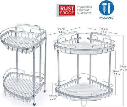 Угловая душевая полка 2 - ярусная 25 x 25 x 36 см Tatkraft