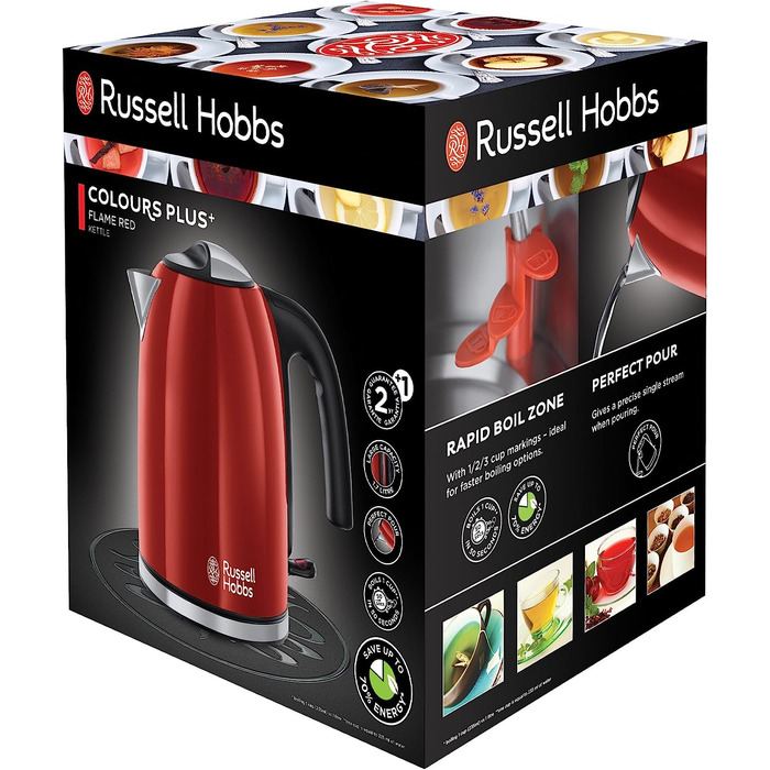 Тостер с широким слотом и 6-ю уровнями мощности и чайник 1,7 л, 2400 Вт Russell Hobbs Colours+