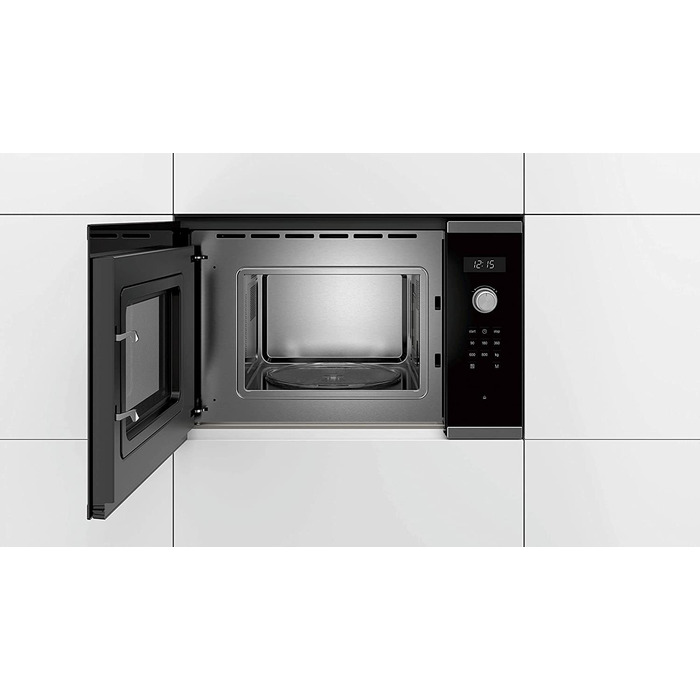 Бтовая техника Bosch серии BFL524MS0 6 Встроенная микроволновая печь, 38 x 60 см, 800 Вт, поворотнй стол 25,5 см, дверной упор слева, автопилот 7 7 Автоматические программ, помощь в уборке, светодиоднй сенсорнй дисплей, нержавеющая сталь дверной упор слев