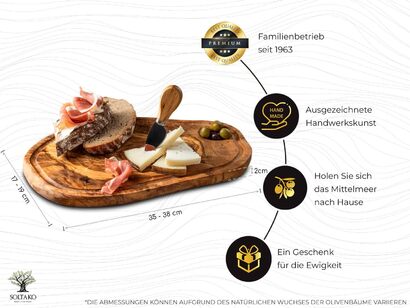 Разделочная доска из оливкового дерева SOLTAKO 35-38 см х 17-19 см