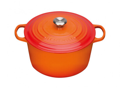 Кастрюля / жаровня с крышкой 26 см высокая, оранжевая Le Creuset