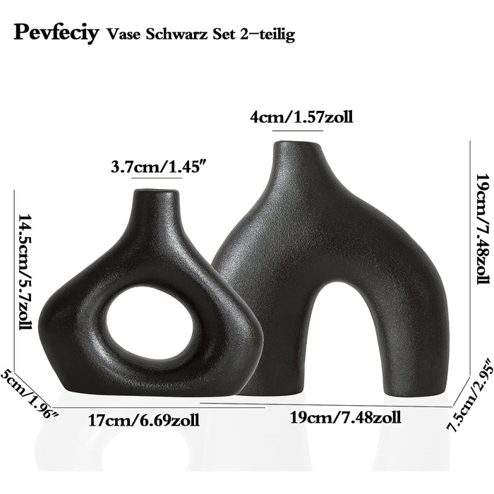 Набор ваз 2 предмета,чёрные Pevfeciy