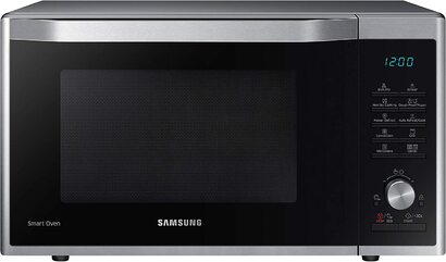 Комбинированная микроволновая печь Samsung MC32J7055CT/EC с грилем и горячим воздухом, 900 Вт, 32 (очень большая) камера для приготовления пищи, ширина 52,3 см, для приготовления жидкого теста, для приготовления дрожжевого теста/йогурта, Серебряная 32 л М