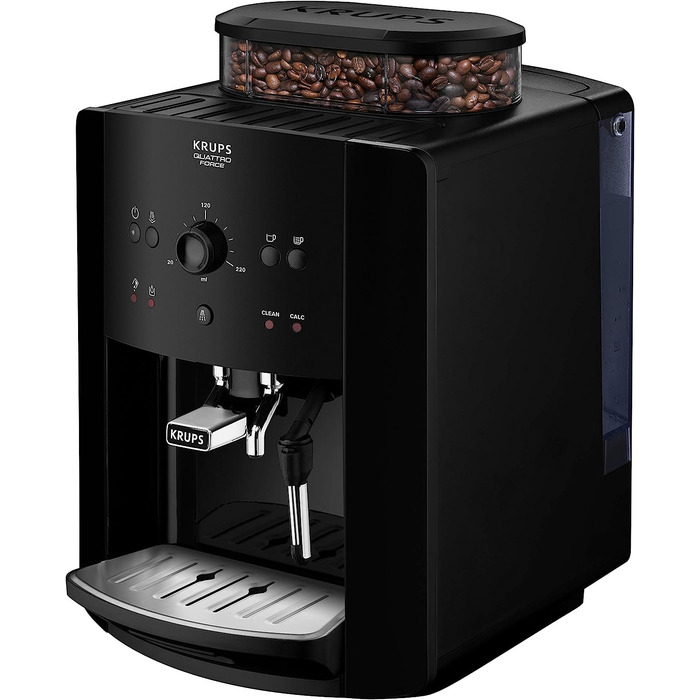 Кофемашина на 2 чашки 1450 Вт, с кофемолкой, черная Arabica Picto Quattro Force EA8110 Krups