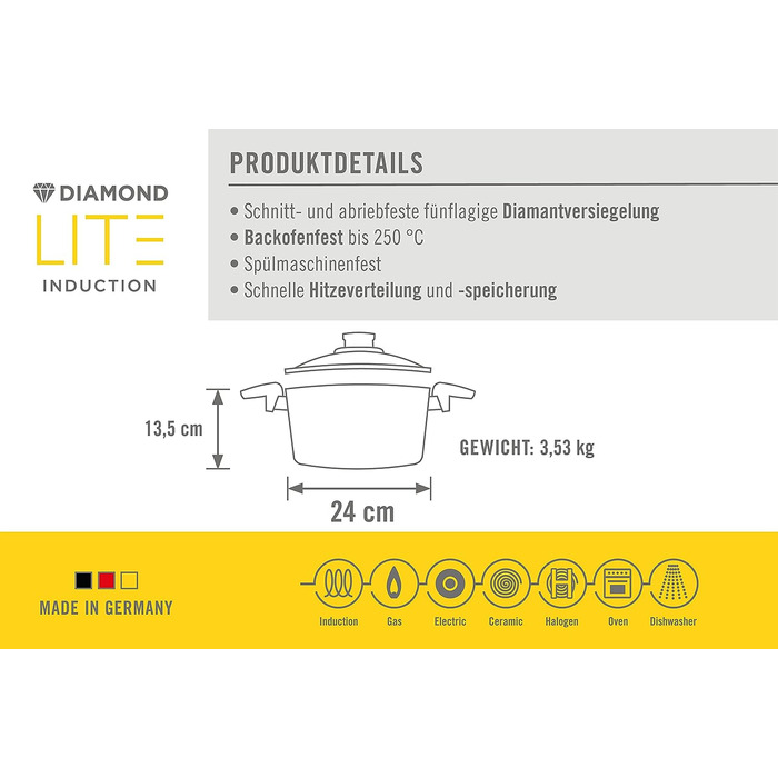 Набор кастрюль 4 предмета Diamond Lite Woll