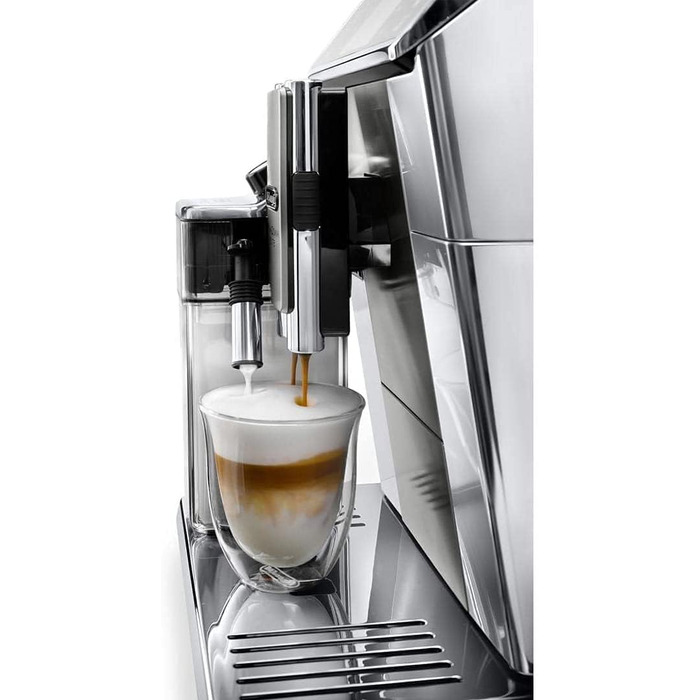 Кофемашина на 2 чашки с системой подачи молока LatteCrema, серая PrimaDonna Elite De'Longhi